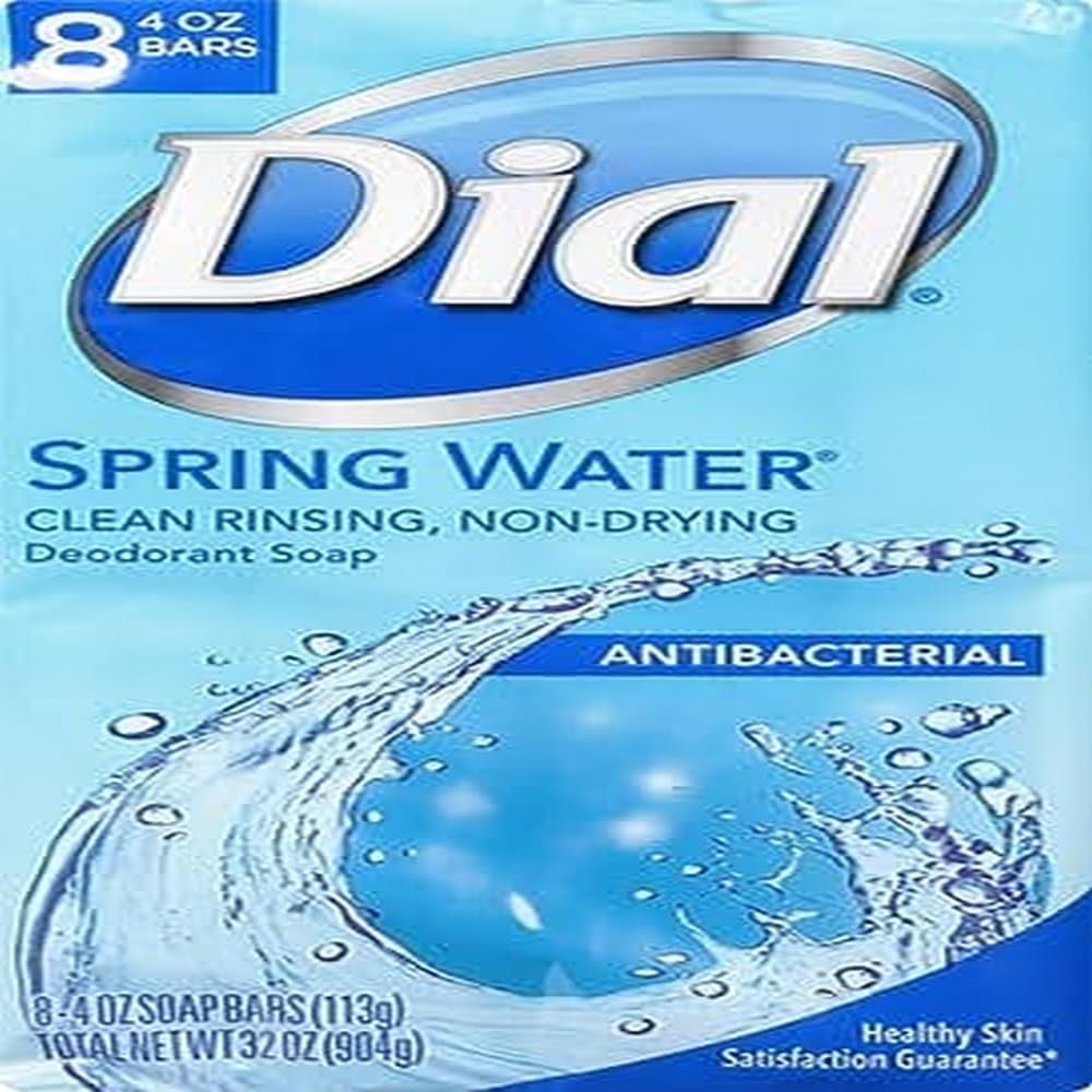 Dial Antibacterial Bar Soap, Refresh & Renew, Spring Water, 4 Oz, 8