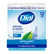 Dial Antibacterial Bar Soap, Refresh & Renew Spring Water Deodorant Bar, 4 oz 12 Bars