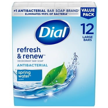 Dial Antibacterial Bar Soap, Refresh & Renew, Spring Water, 4 oz, 12 Bars
