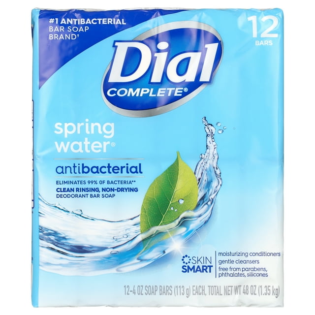 Dial Antibacterial Bar Soap, Refresh & Renew, Spring Water, 4 oz, 12