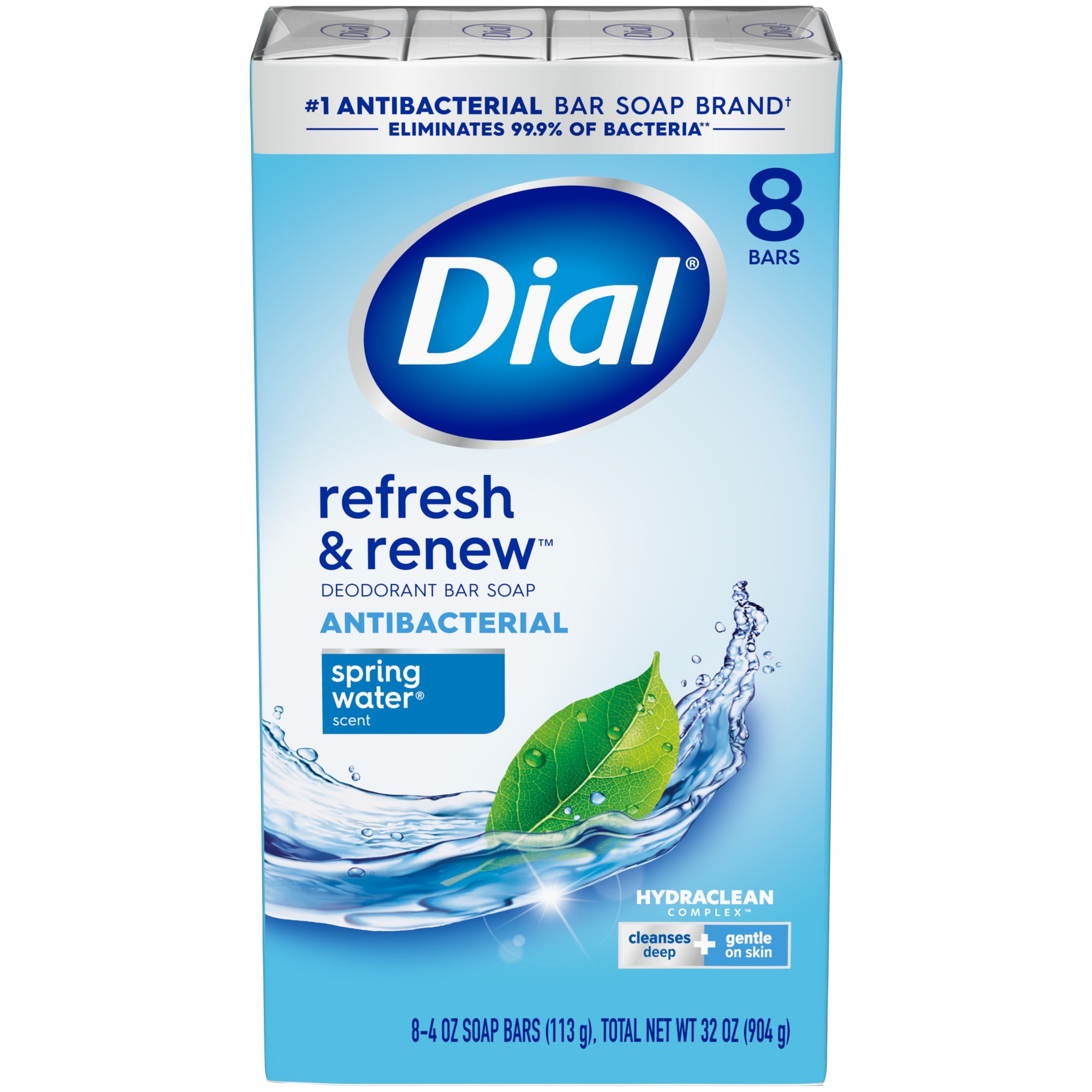 Dial Antibacterial Bar Soap, Spring Water, 4 oz, 8 Bars Dial Antibacterial Bar Soap, Spring Water, 4 oz, 8 Bars