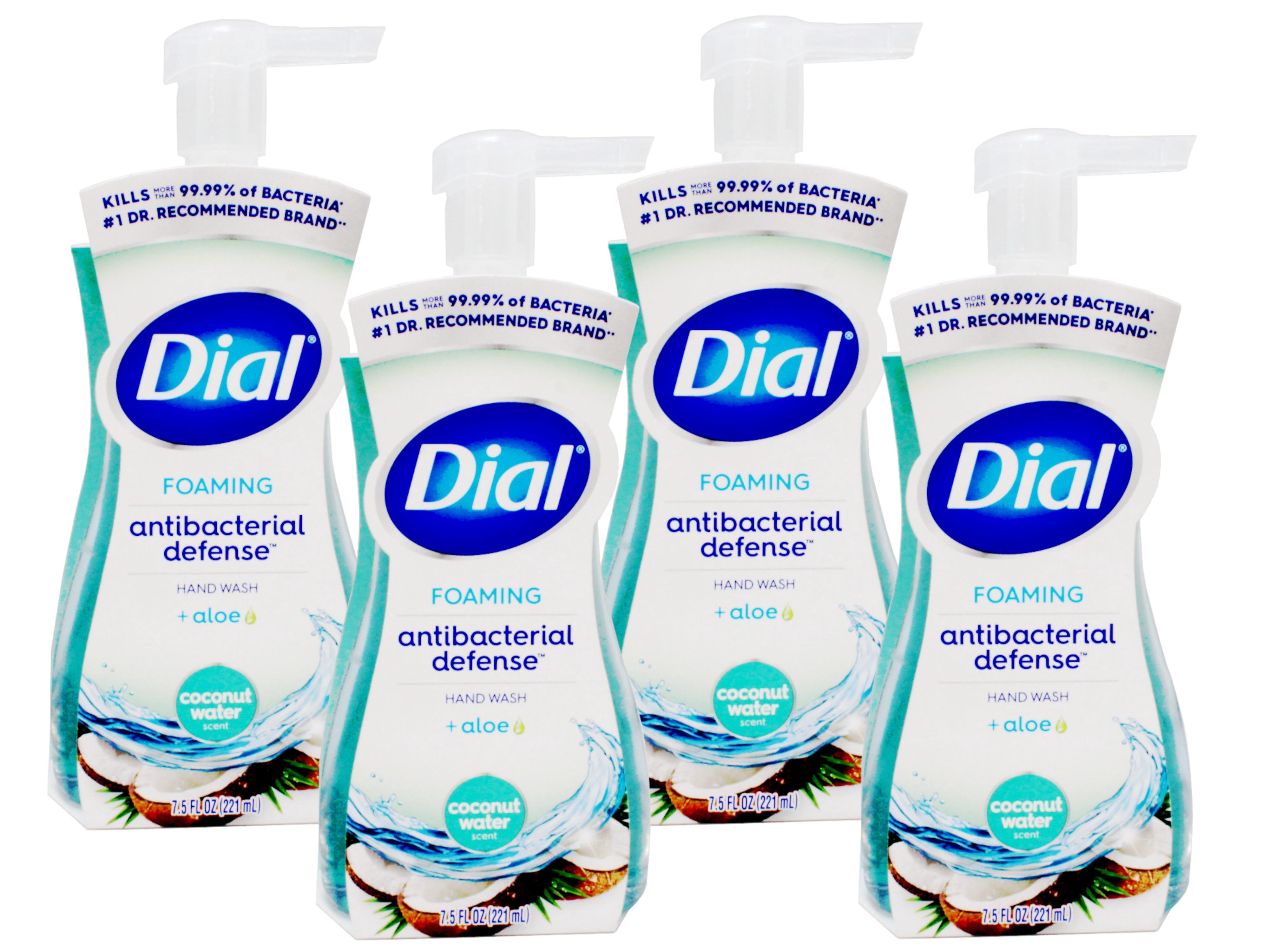 Dial Antibacterial Defense Coconut Water Scent Foaming Hand Soap, 7.5 FL Oz - 4 Pack
