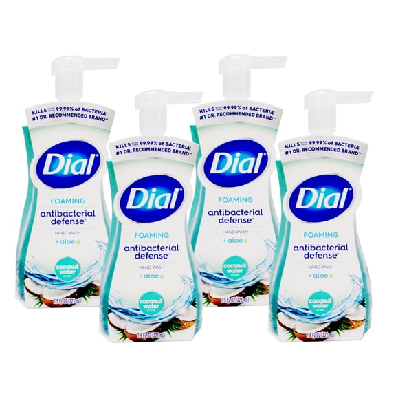 Dial Antibacterial Defense Coconut Water Scent Foaming Hand Soap, 7.5 FL Oz - 4 Pack