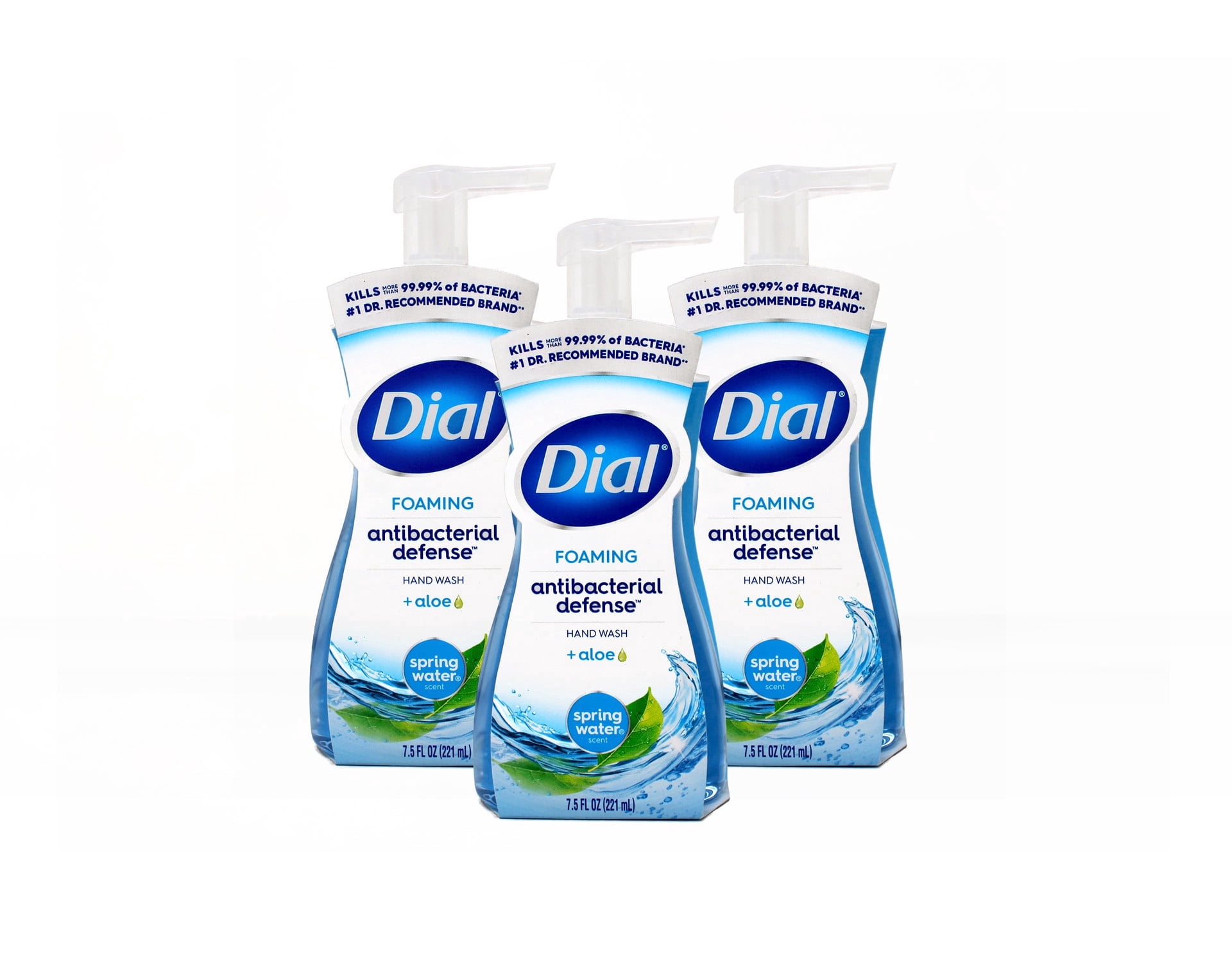 Dial Antibacterial Defense Foaming Hand Soap, Spring Water Scent, 7.5 fl oz Pack of 3