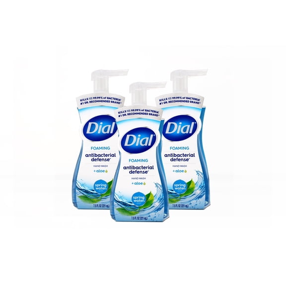 Dial Antibacterial Defense Foaming Hand Soap, Spring Water Scent, 7.5 fl oz Pack of 3