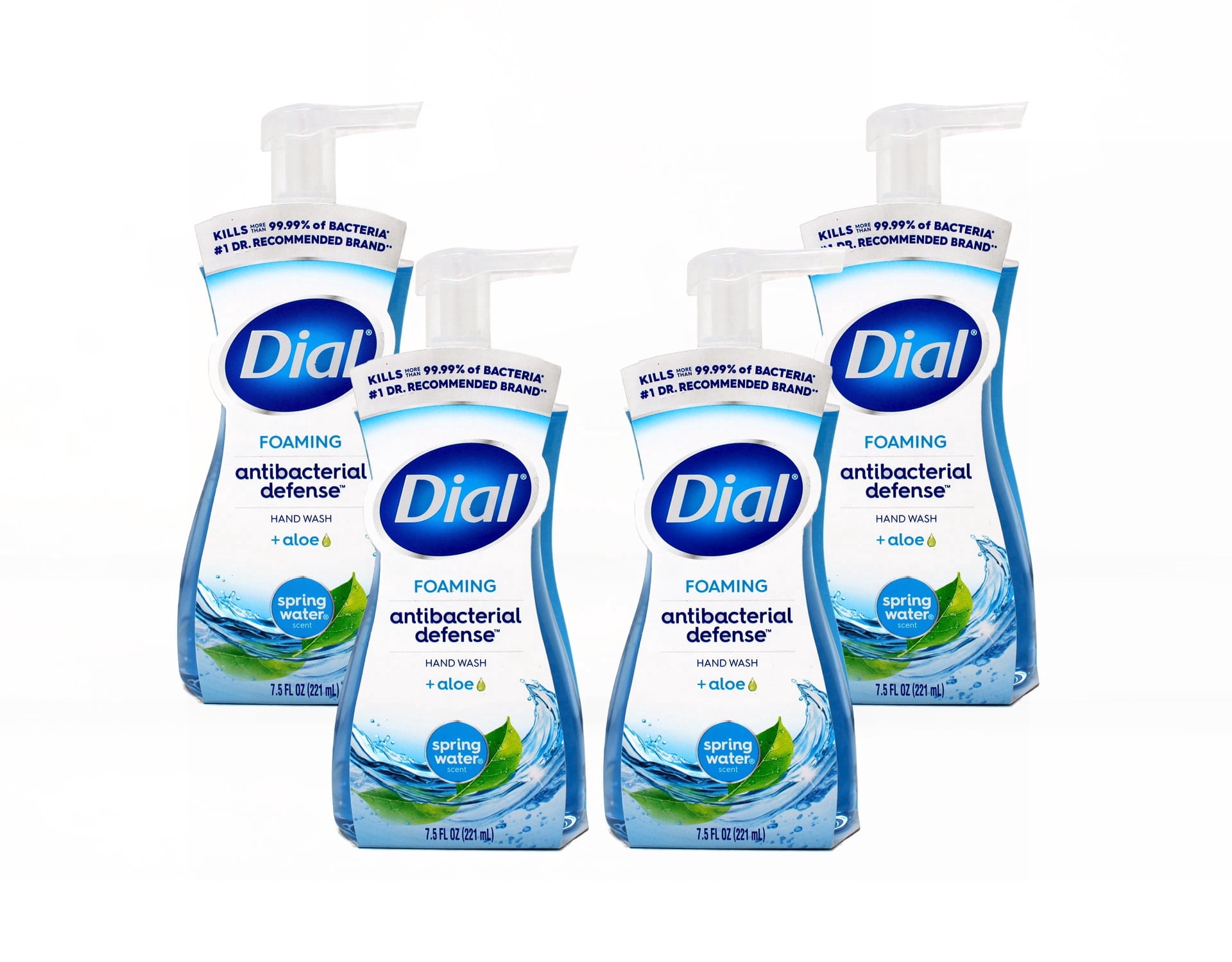 Dial Antibacterial Defense Foaming Hand Soap, Spring Water Scent, 7.5 fl oz Pack of 4