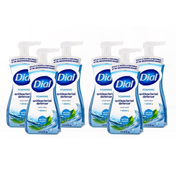 Dial Antibacterial Defense Foaming Hand Soap, Spring Water Scent, 7.5 fl oz Pack of 6
