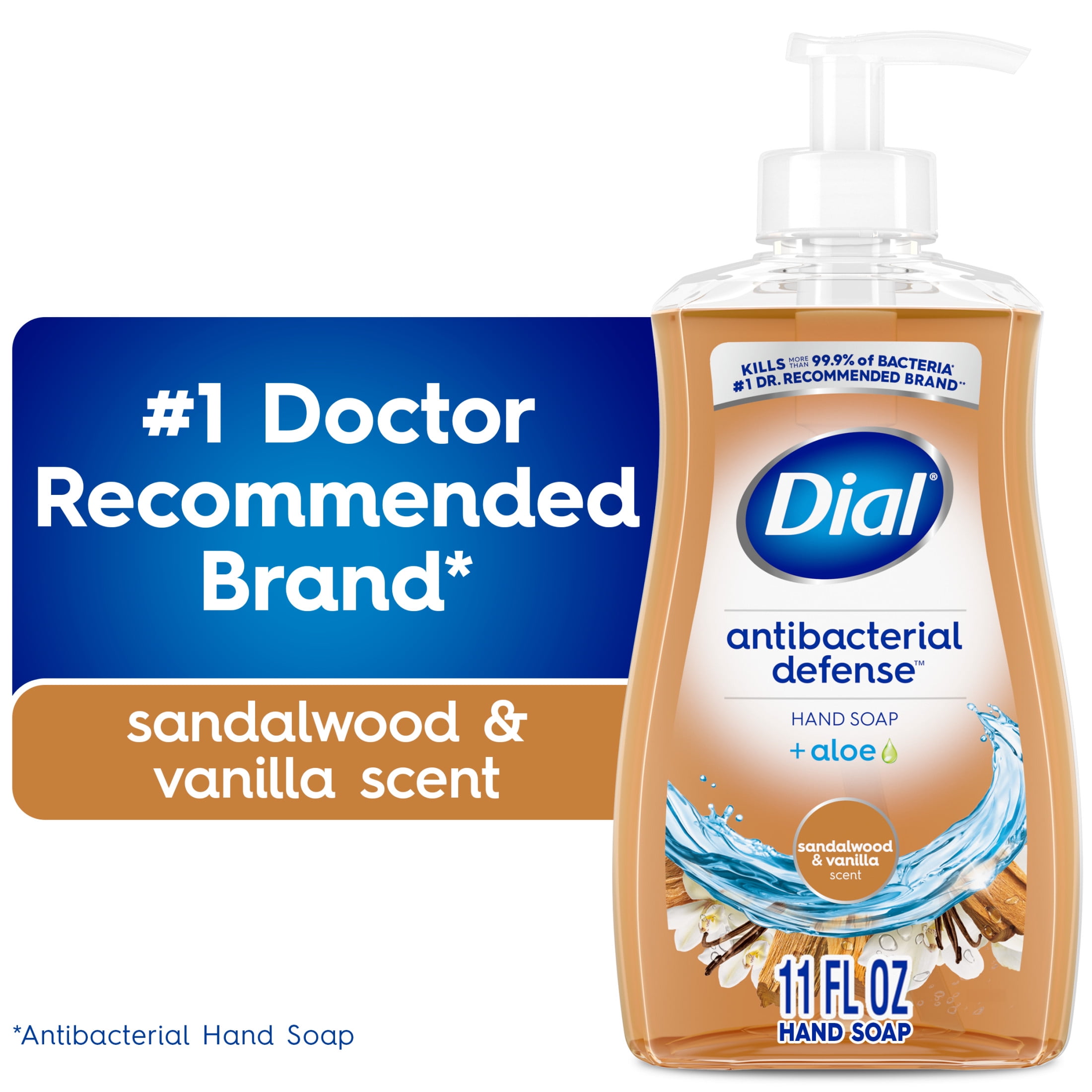 Dial Antibacterial Defense Sandalwood & Vanilla Liquid Hand Soap, 11 fl oz