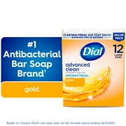 Dial Gold Antibacterial Deodorant Bar Soap, Advanced Clean Deep Cleanse Bar, 4 oz, 12 Bars