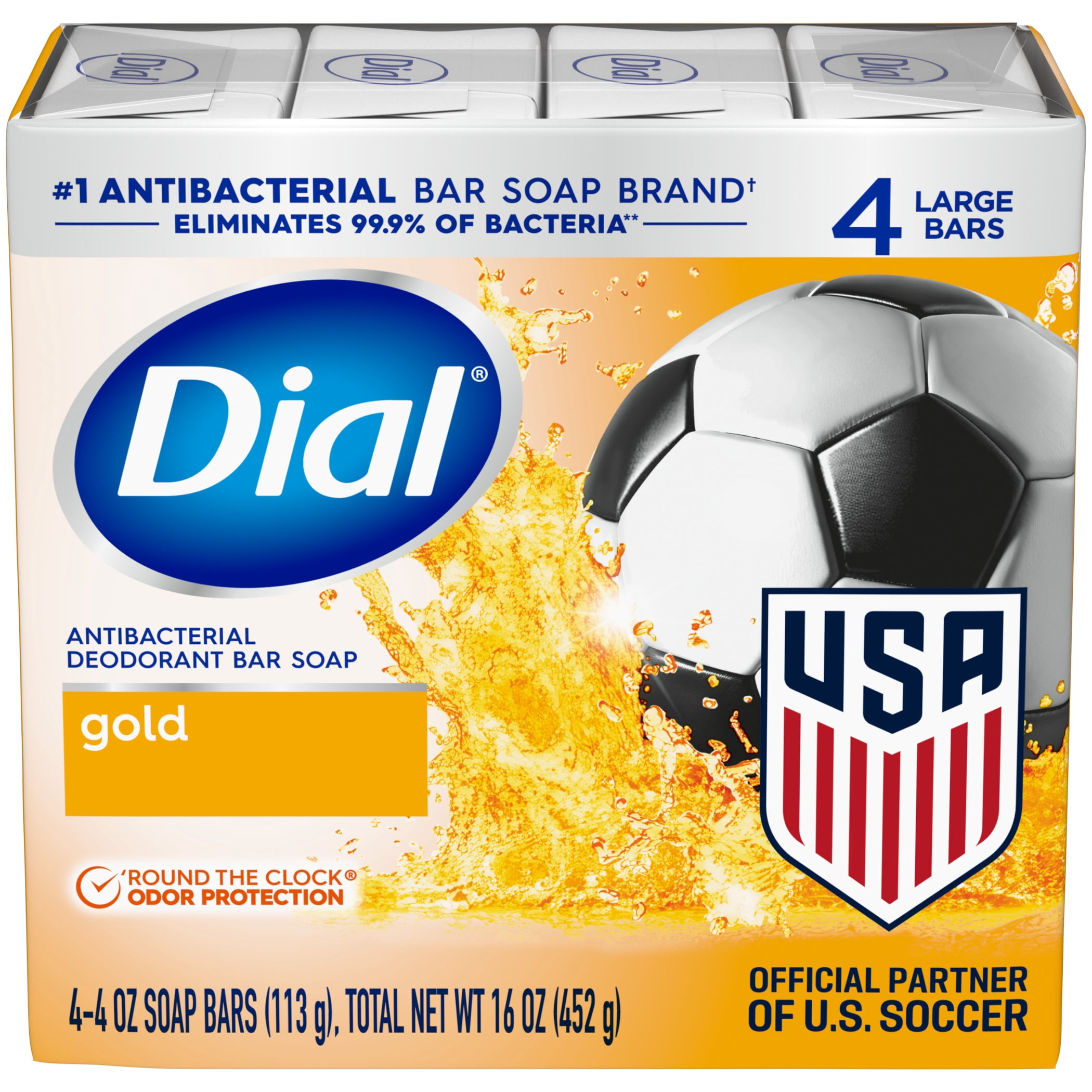 Dial Gold Antibacterial Deodorant Bar Soap, Advanced Clean Deep Cleanse Bar, 4 oz, 4 Bars