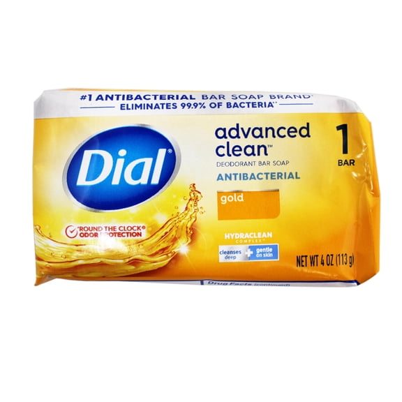 Dial Antibacterial Deodorant Bar Soap, Advanced Clean, Gold, 4 oz, (4 Pack of 4 Bars)