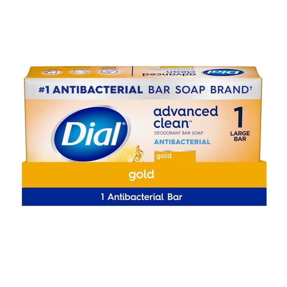 Dial Gold Antibacterial Deodorant Bar Soap, Advanced Clean Deep Cleanse Bar, 4 oz