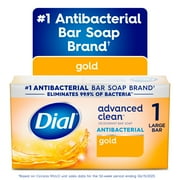 Dial Antibacterial Deodorant Bar Soap, Advanced Clean, Gold, 4 oz, 1 Bar