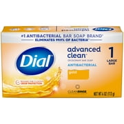 Dial Gold Antibacterial Deodorant Bar Soap, Advanced Clean Deep Cleanse Bar, 4 oz