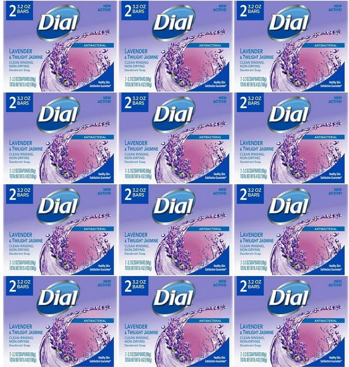 Dial Antibacterial Deodorant Bar Soap, Lavender & Twilight Jasmine, 3.2