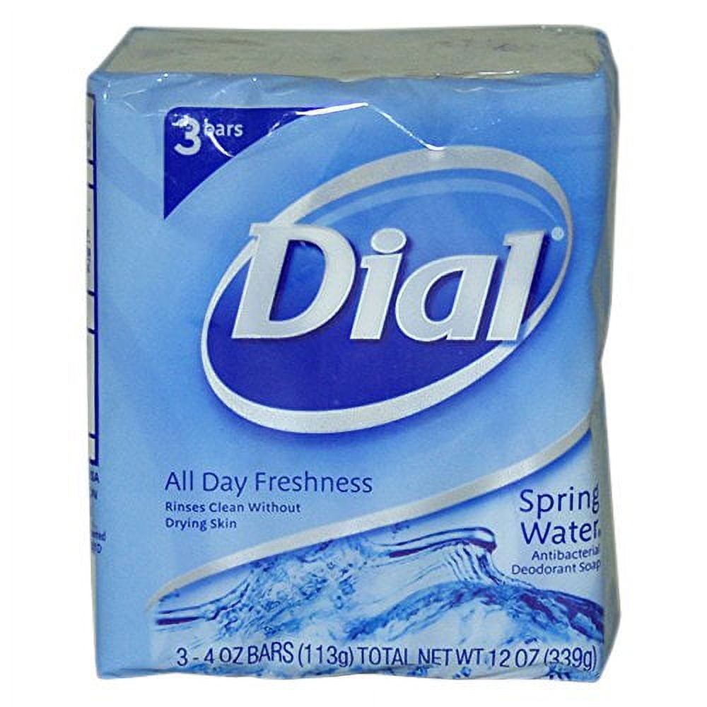 Dial Antibacterial Deodorant Bar Soap, Spring Water (Pack of 3