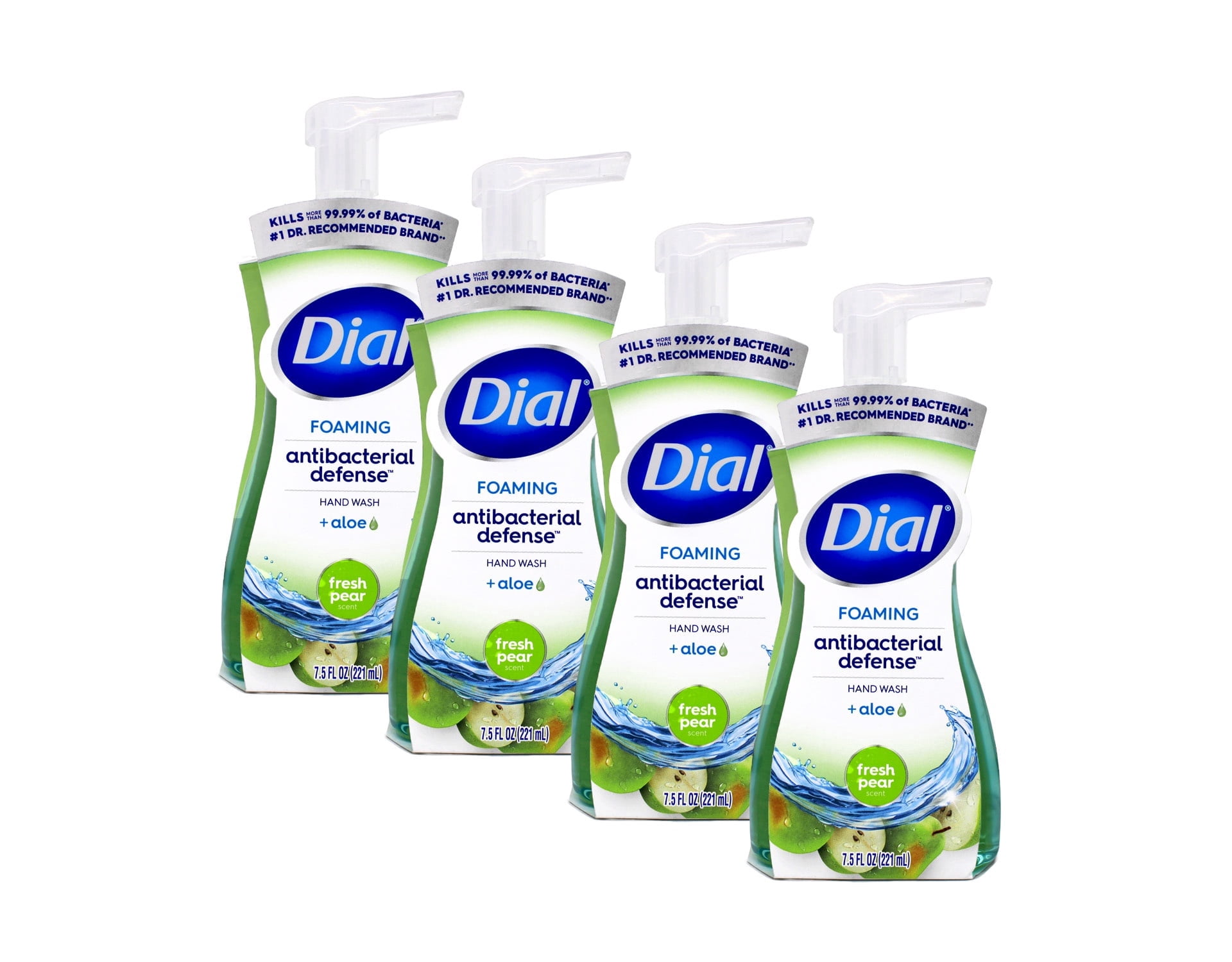 Dial Antibacterial Foaming Hand Soap, Fresh Pear, 7.5 fl oz, 4 Count