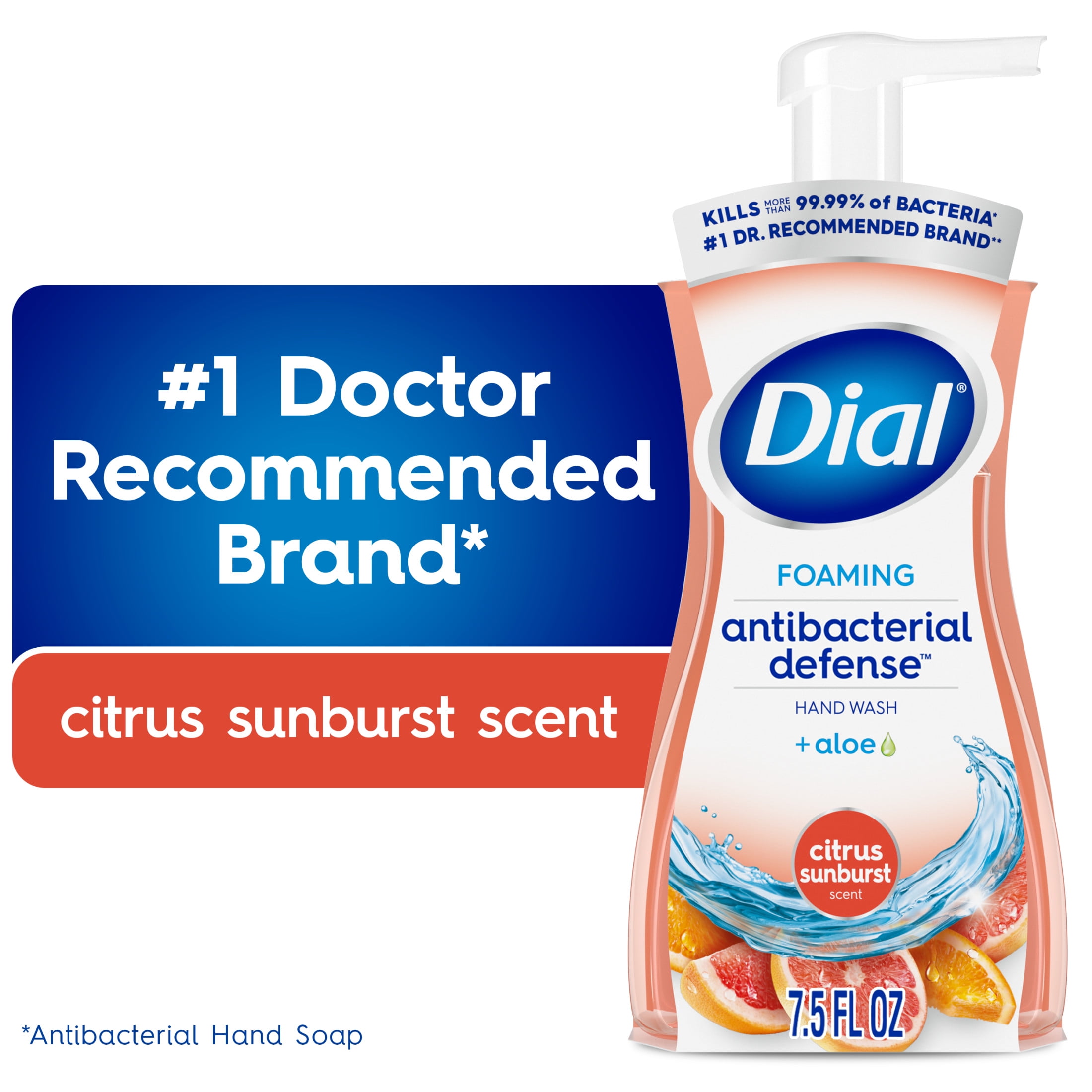Dial Antibacterial Defense Citrus Sunburst Scent Foaming Hand Soap, 7.5 fl oz