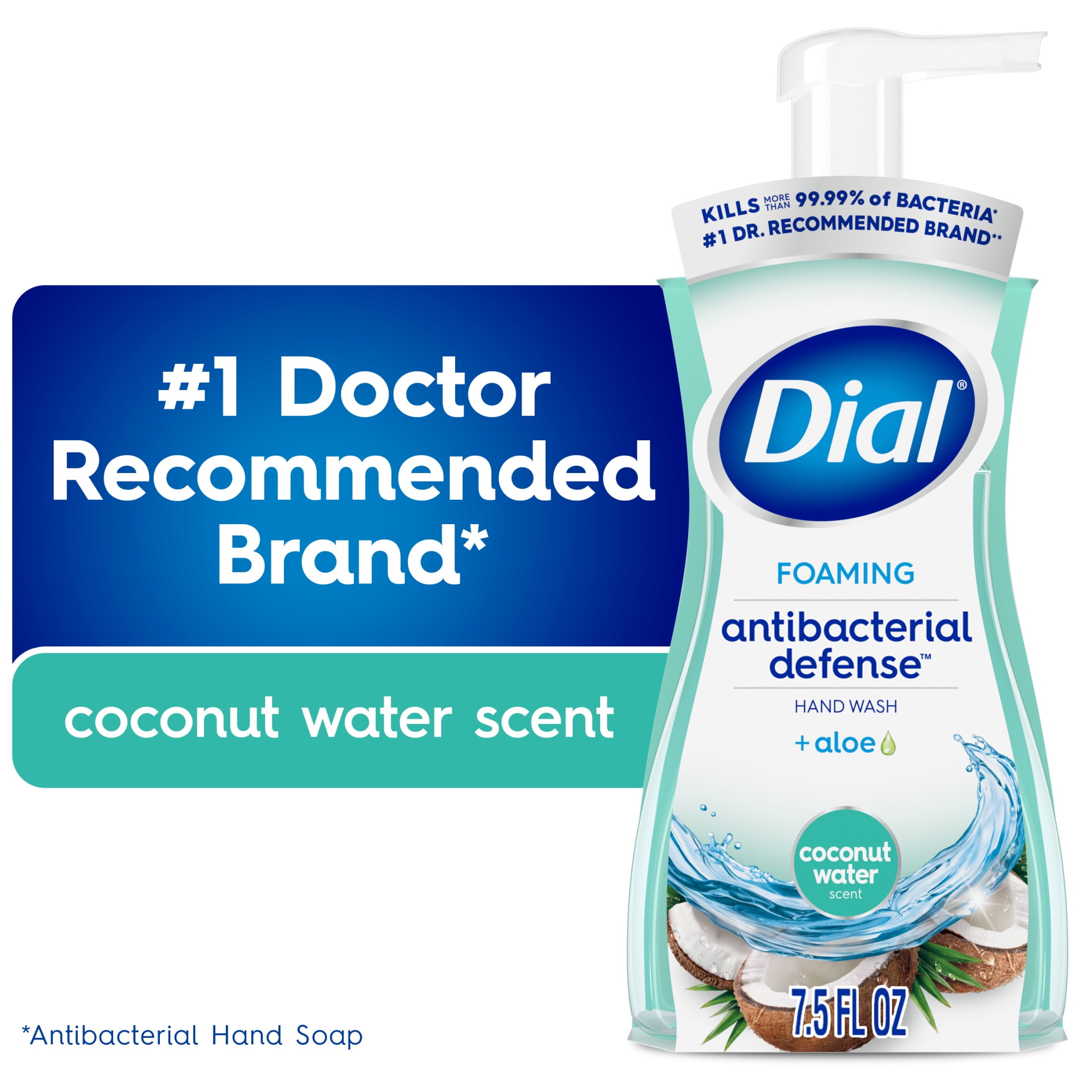 Dial Antibacterial Defense Coconut Water Scent Foaming Hand Soap, 7.5 fl oz