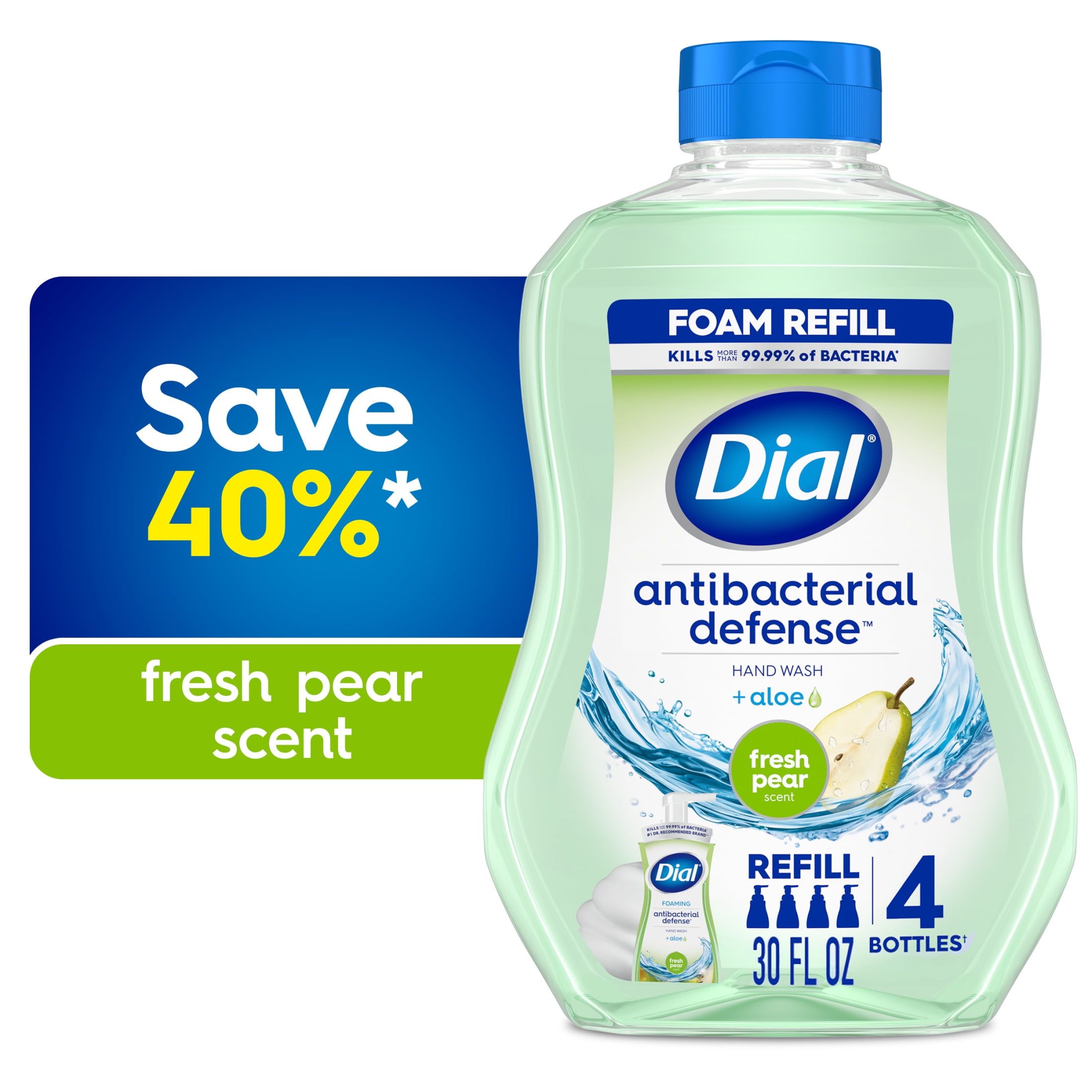 Dial Antibacterial Defense Fresh Pear Foaming Hand Soap Refill, 30 fl oz