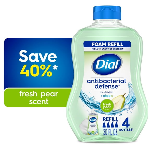 Dial Antibacterial Defense Fresh Pear Foaming Hand Soap Refill, 30 fl oz