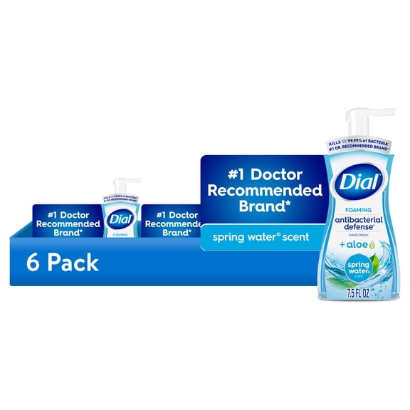 (6 pack) Dial Antibacterial Defense Spring Water Scent Foaming Hand Soap, 7.5 fl oz