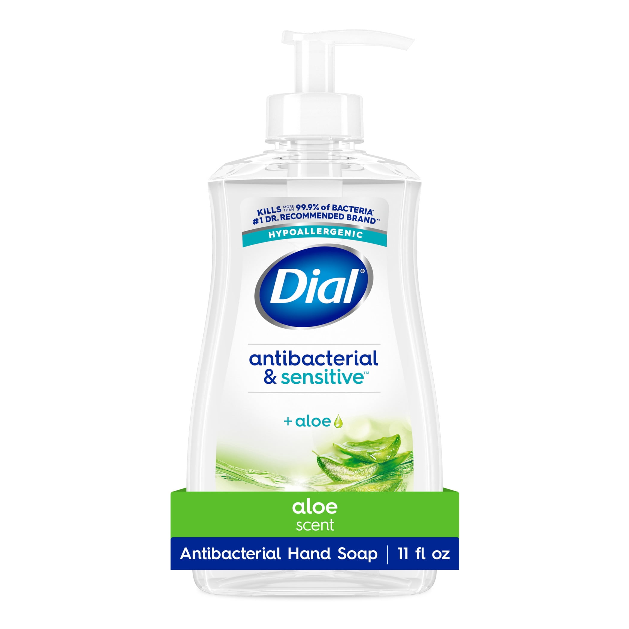 Dial Antibacterial & Sensitive Liquid Hand Soap, Hypoallergenic, Aloe Scent, 11 fl oz