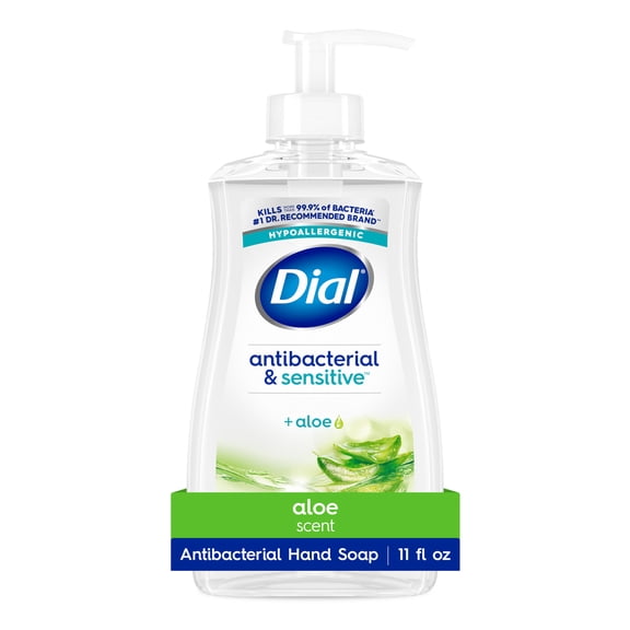 Dial Antibacterial & Sensitive Liquid Hand Soap, Hypoallergenic, Aloe Scent, 11 fl oz