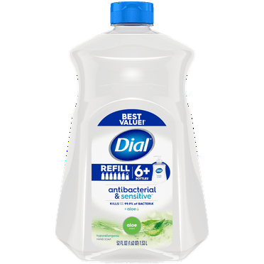 Dial Antibacterial Liquid Hand Soap Refill, Aloe Scent, 52 Ounce