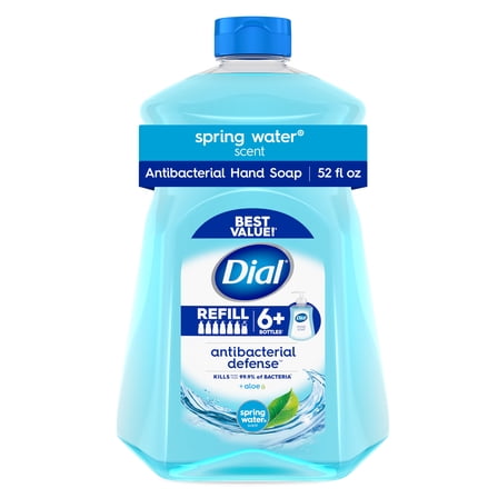 Dial Antibacterial Defense Spring Water Liquid Hand Soap Refill, 52 fl oz