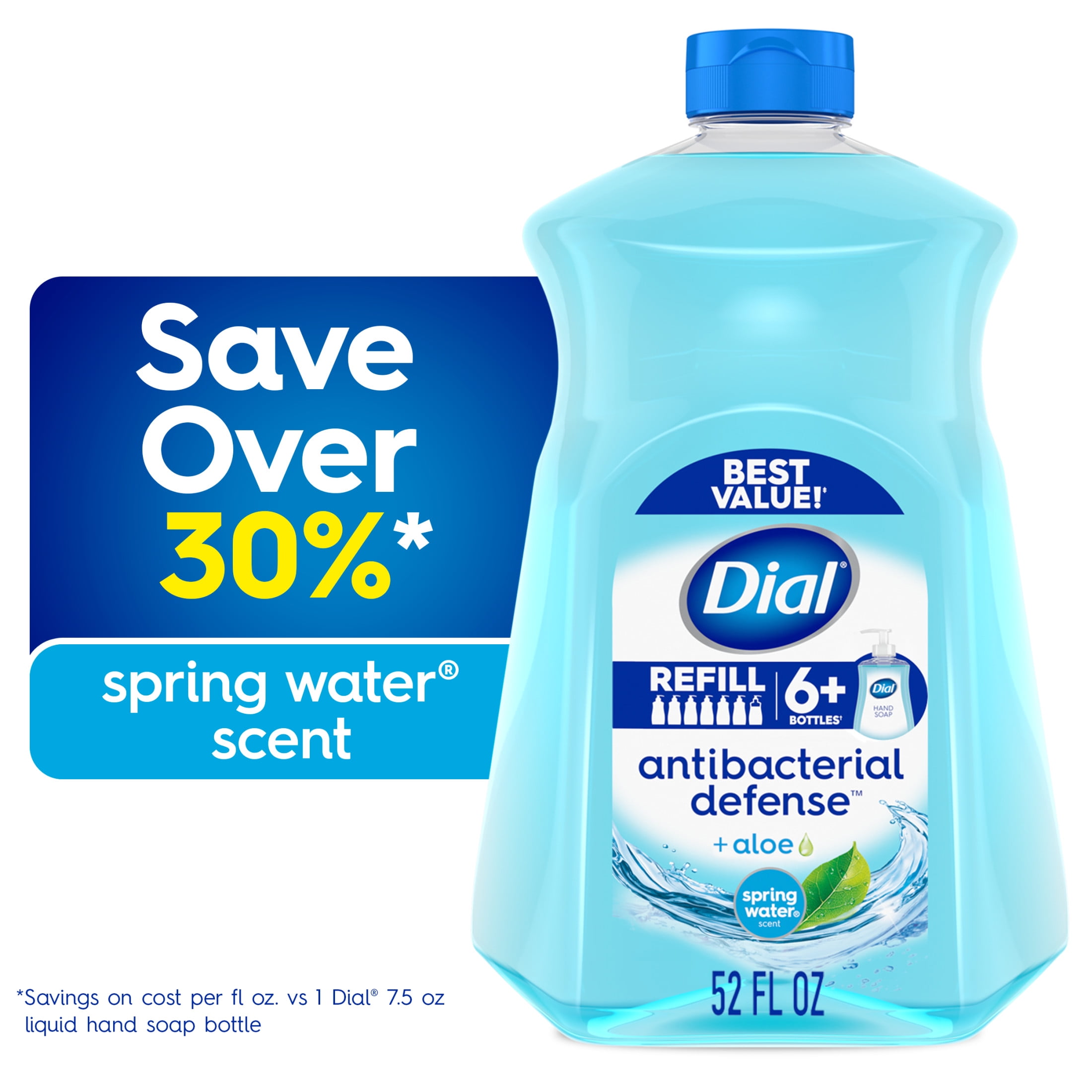 Dial Antibacterial Defense Spring Water Liquid Hand Soap Refill, 52 fl oz