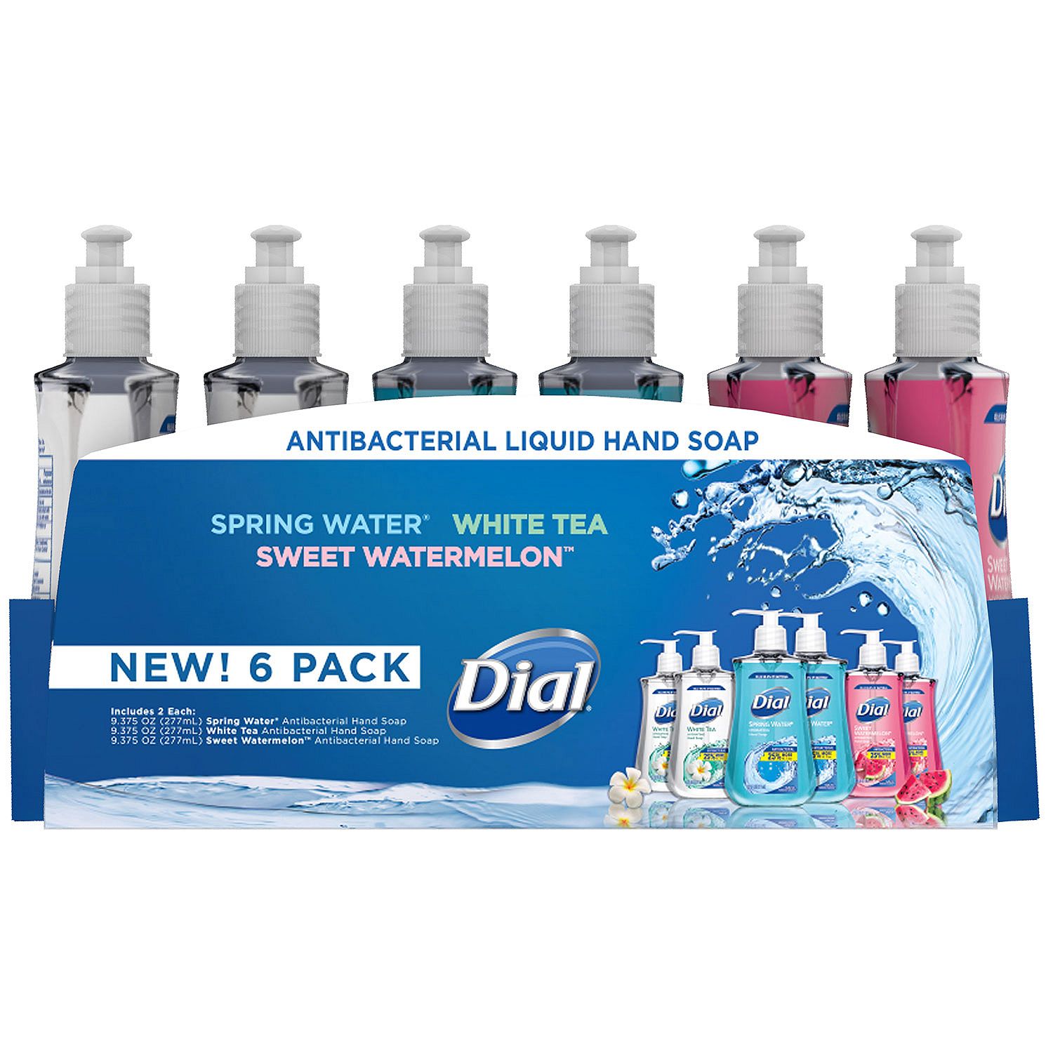 Dial Antibacterial Liquid Hand Soap, Variety Pack (9.375 oz., 6 Pack.) - image 1 of 2