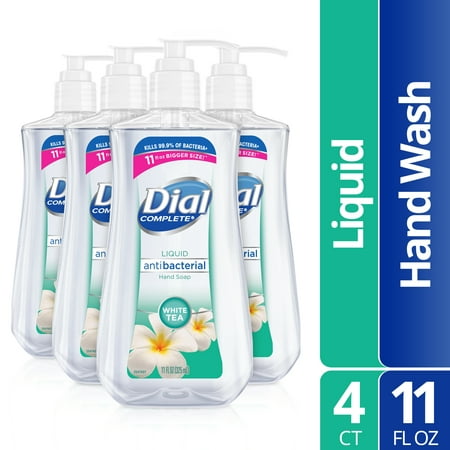 Dial Antibacterial Liquid Hand Soap, White Tea, 11 fl oz (Pack of 4)
