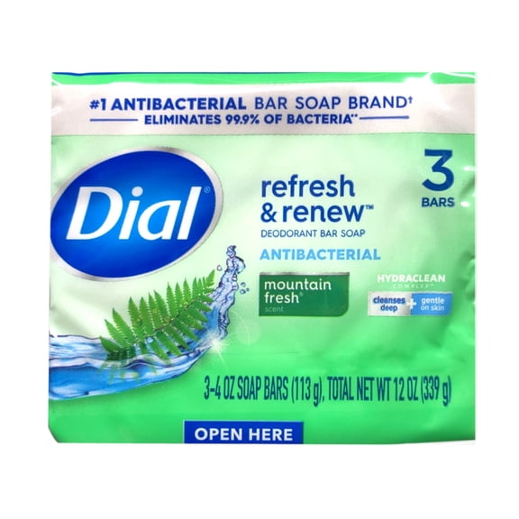 Dial Antibacterial Refresh & Renew Bar Soap - Mountain Fresh 3 ct (4 oz )