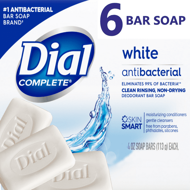 Dial Antibacterial White Clean Rinsing NonDrying Deodorant Bar Soap 6