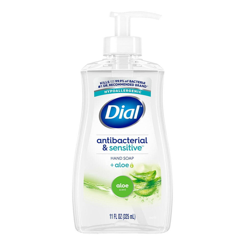 Dial Antibacterial and Sensitive Liquid Hand Soap, Aloe, 11 Oz, 2 Pack
