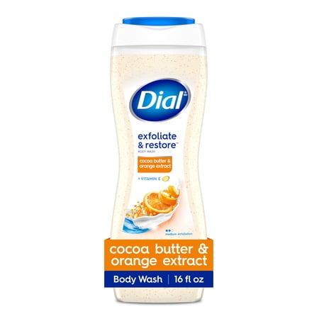 Dial Exfoliate & Restore Body Wash with Cocoa Butter, Orange Extract & Vitamin E, 16 fl oz