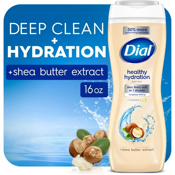 Dial Healthy Hydration Body Wash Shea Butter Extract with Vitamin E, 16 fl oz
