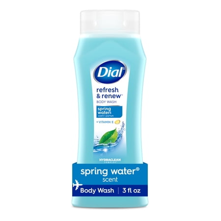 Dial Spring Water Body Wash, Refresh & Renew, Gentle on All Skin Types, 3 fl oz