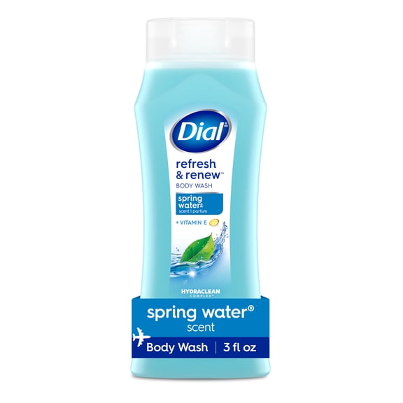 Dial Spring Water Body Wash, Refresh & Renew, Gentle on All Skin Types, 3 fl oz