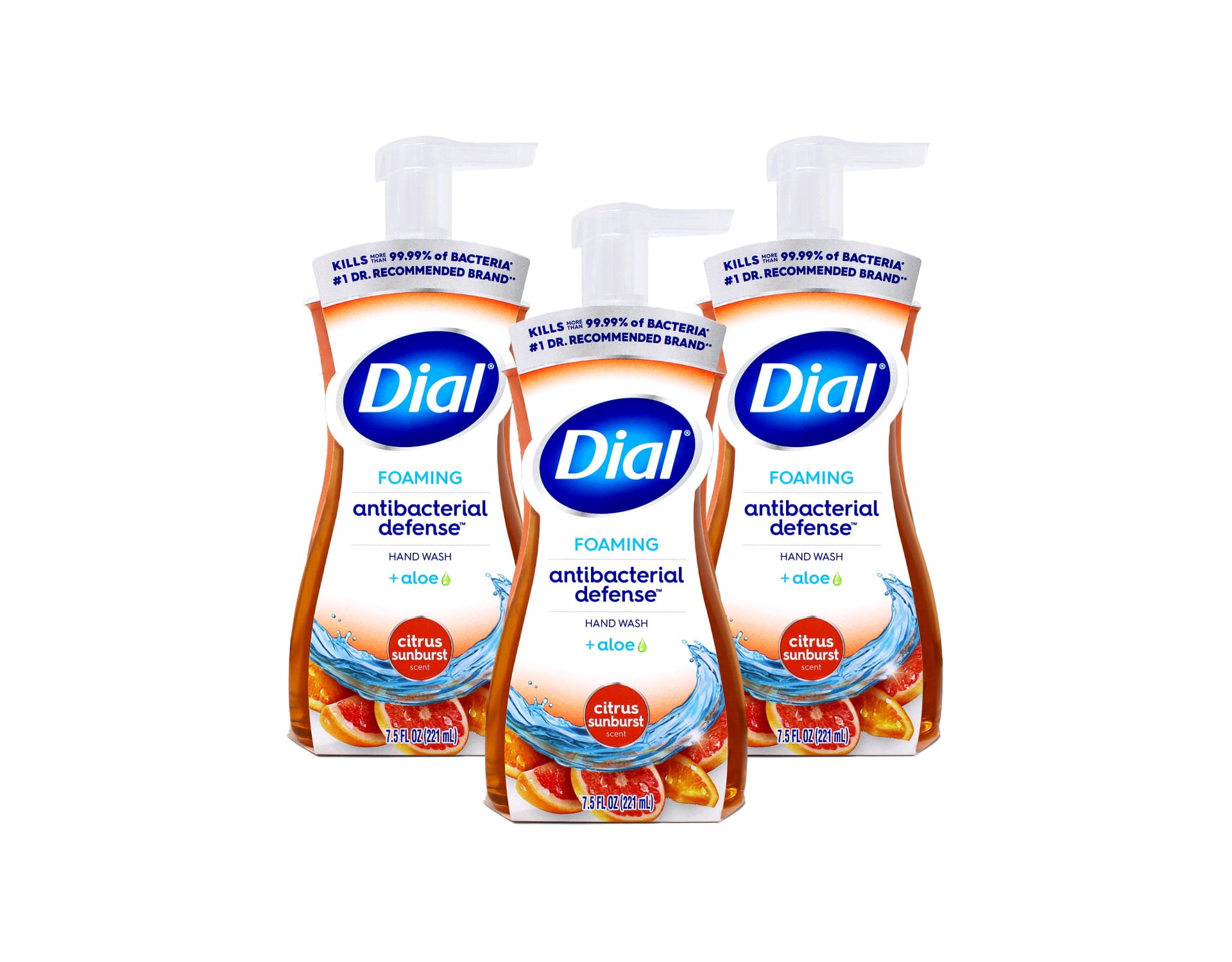Dial Complete Antibacterial Foaming Hand Wash for Kitchen, Citrus Sunburst, 7.5 fl oz Pack of 3