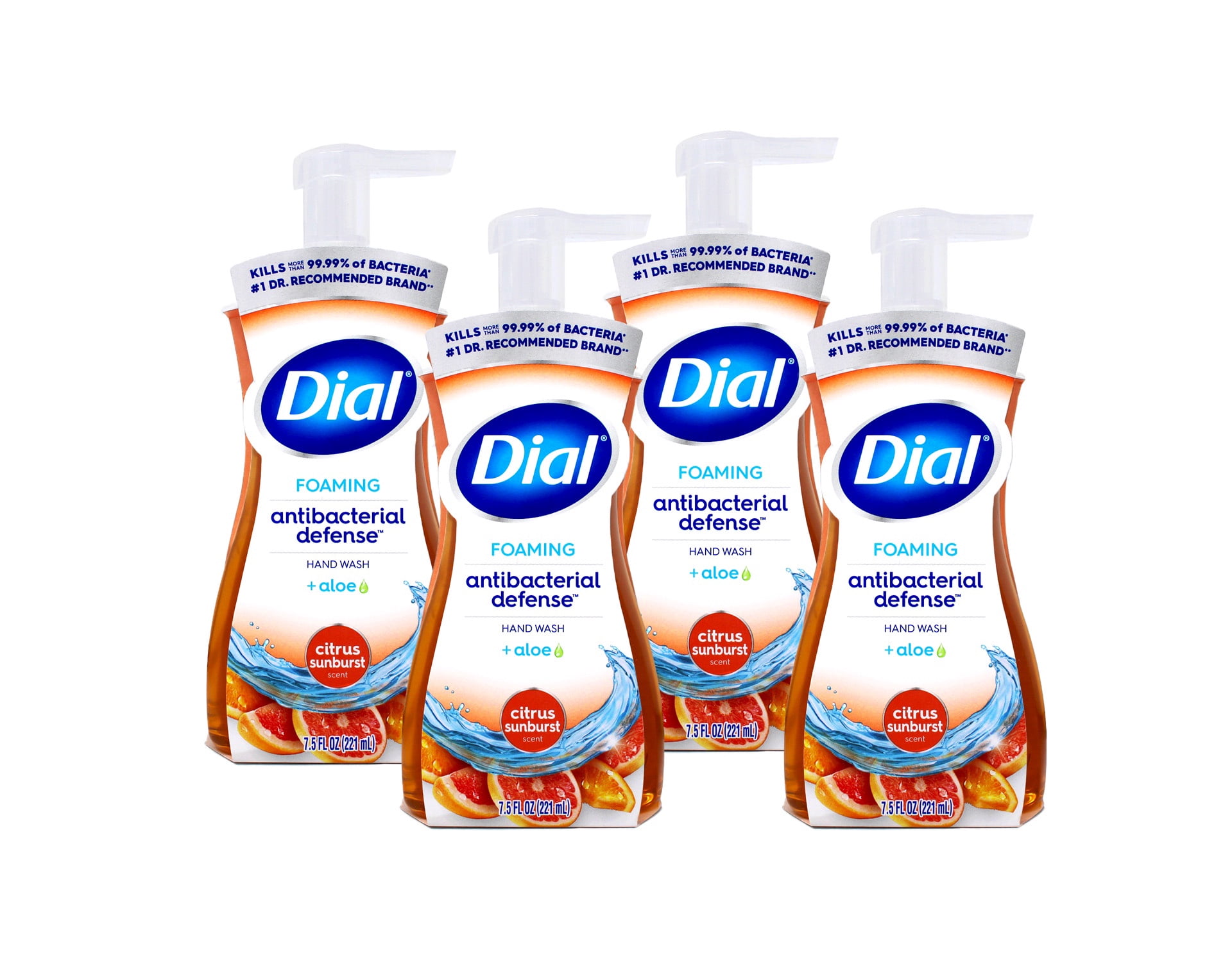 Dial Complete Antibacterial Foaming Hand Wash for Kitchen, Citrus Sunburst, 7.5 fl oz Pack of 4