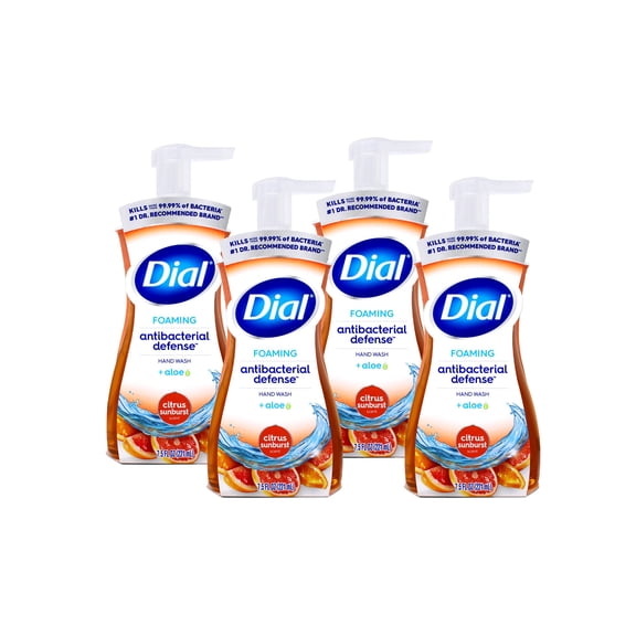 Dial Complete Antibacterial Foaming Hand Wash for Kitchen, Citrus Sunburst, 7.5 fl oz Pack of 4