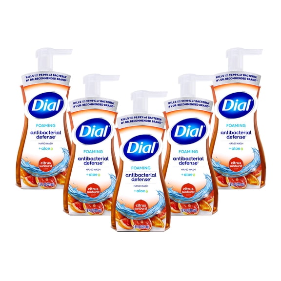 Dial Complete Antibacterial Foaming Hand Wash for Kitchen, Citrus Sunburst, 7.5 fl oz Pack of 5