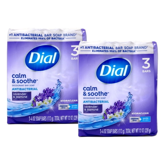 Dial Complete Lavender & Jasmine Antibacterial 4oz. Bar Soap, 3 Count - Pack of 2