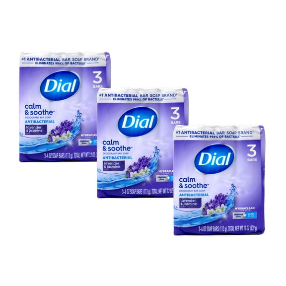 Dial Complete Lavender & Jasmine Antibacterial 4oz. Bar Soap, 3 Count - Pack of 3