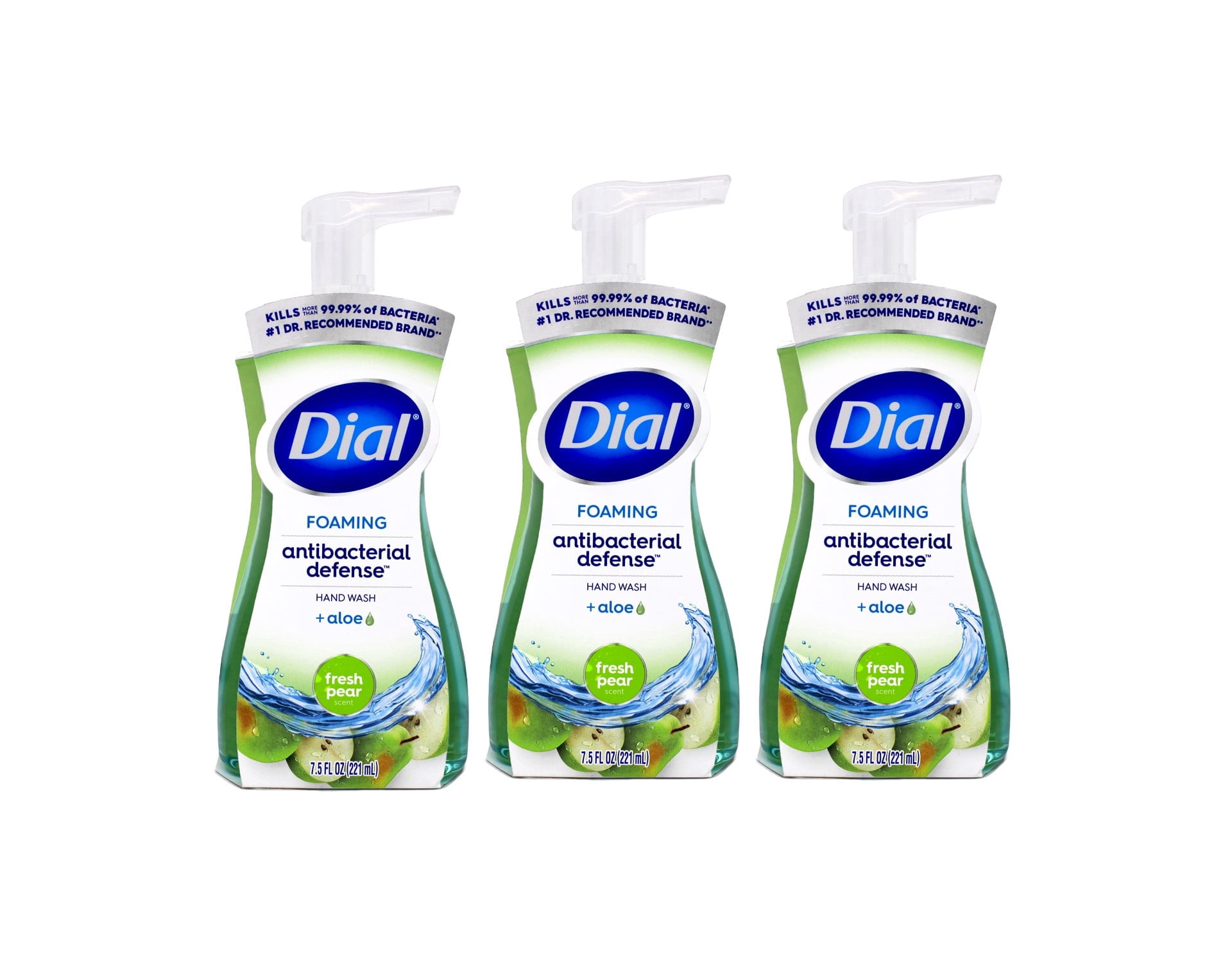 Dial Scented Paraben-Free Foaming Hand Soap Pack of 3, Fresh Pear, 7.5 oz