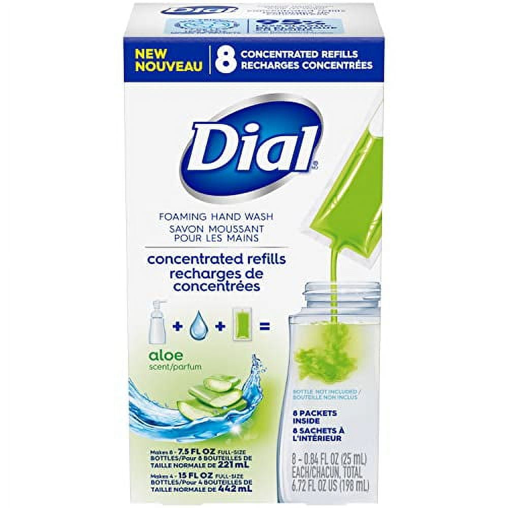 Dial Foaming Hand Wash Concentrated Refill, Aloescented, 8 pack, 6.72