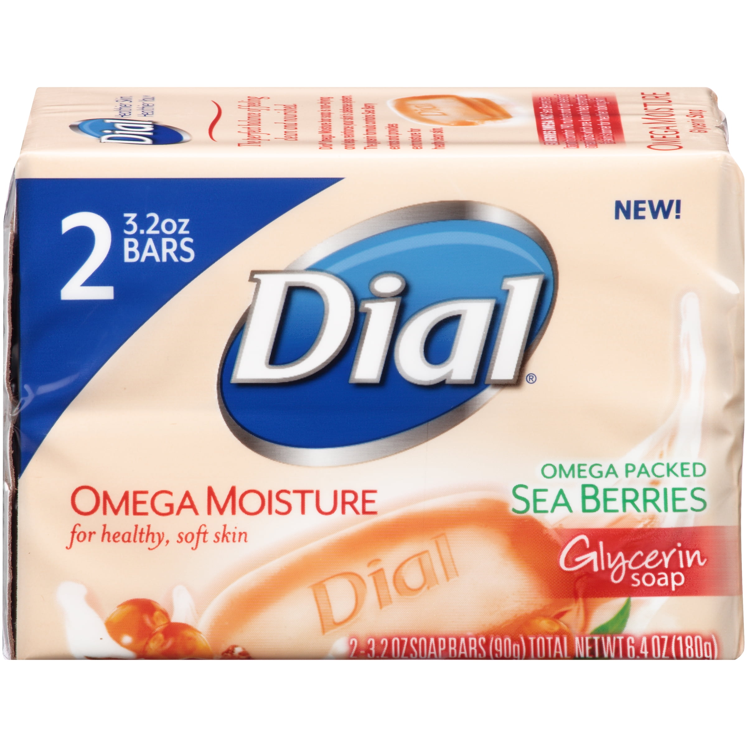 Dial Glycerin Bar Soap, Omega Moisture, Ounce Bars, Count
