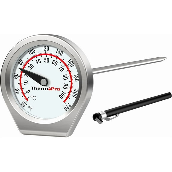 Dial Instant Read Meat Thermometer for Cooking, Grill Food Thermometer with Glass Lens, Portable Kitchen Thermometer with 5'' Stainless Steel Probe for Liquid, Steak, Turkey Temp Checking